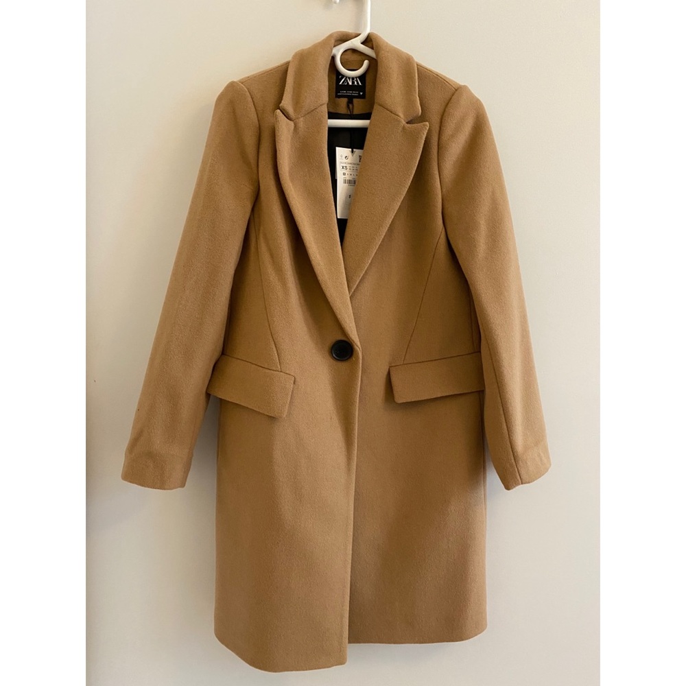 ZARA NWT Longline Wool Camel Coat
